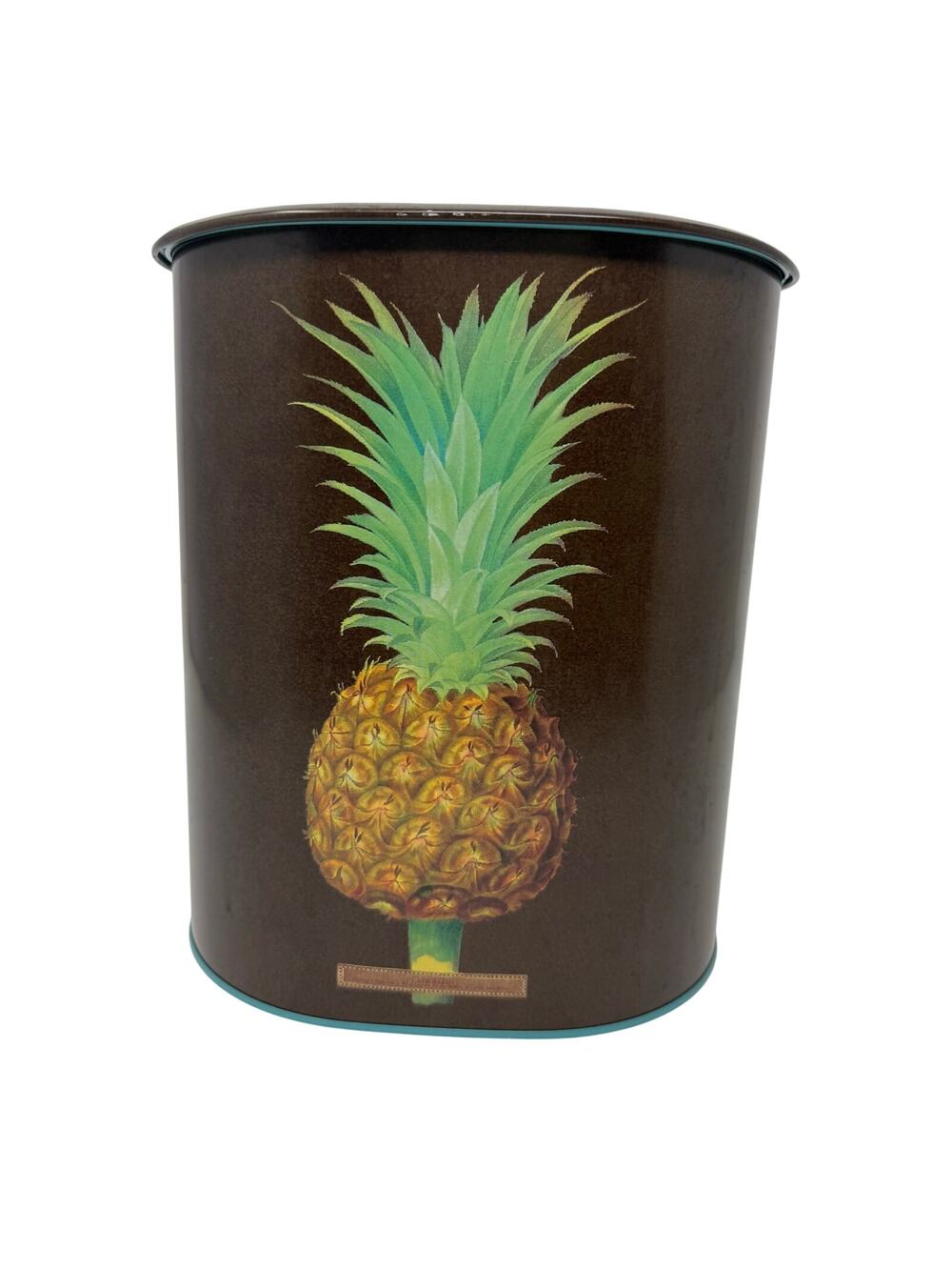 Vintage 90s Vin Cenzo Pineapple Tin Container with Lid Made in Japan